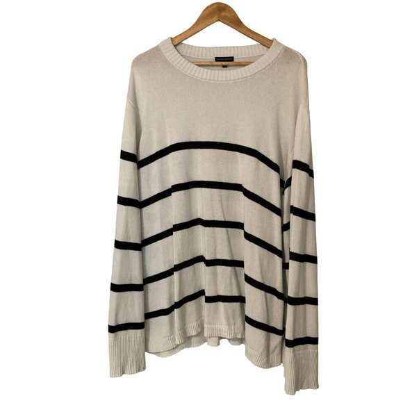 Universal Standard Bardot Striped Wide Sleeve Cotton Sweater - Size L 22/24 - Picture 2 of 6